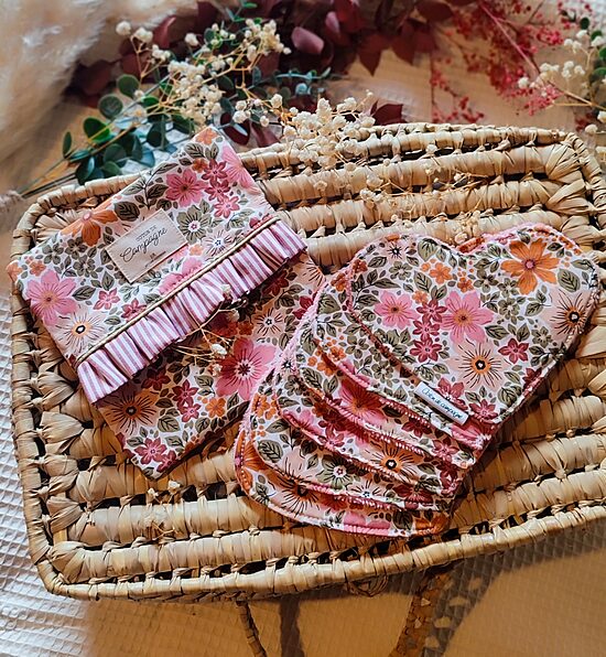 Ensemble "Coeur Amour" - Fleurs Oranges